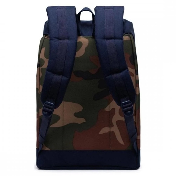 Herschel Retreat Backpack Woodland Camo/Peacoat/Tan School Backpack Laptop Bag - Picture 3 of 10